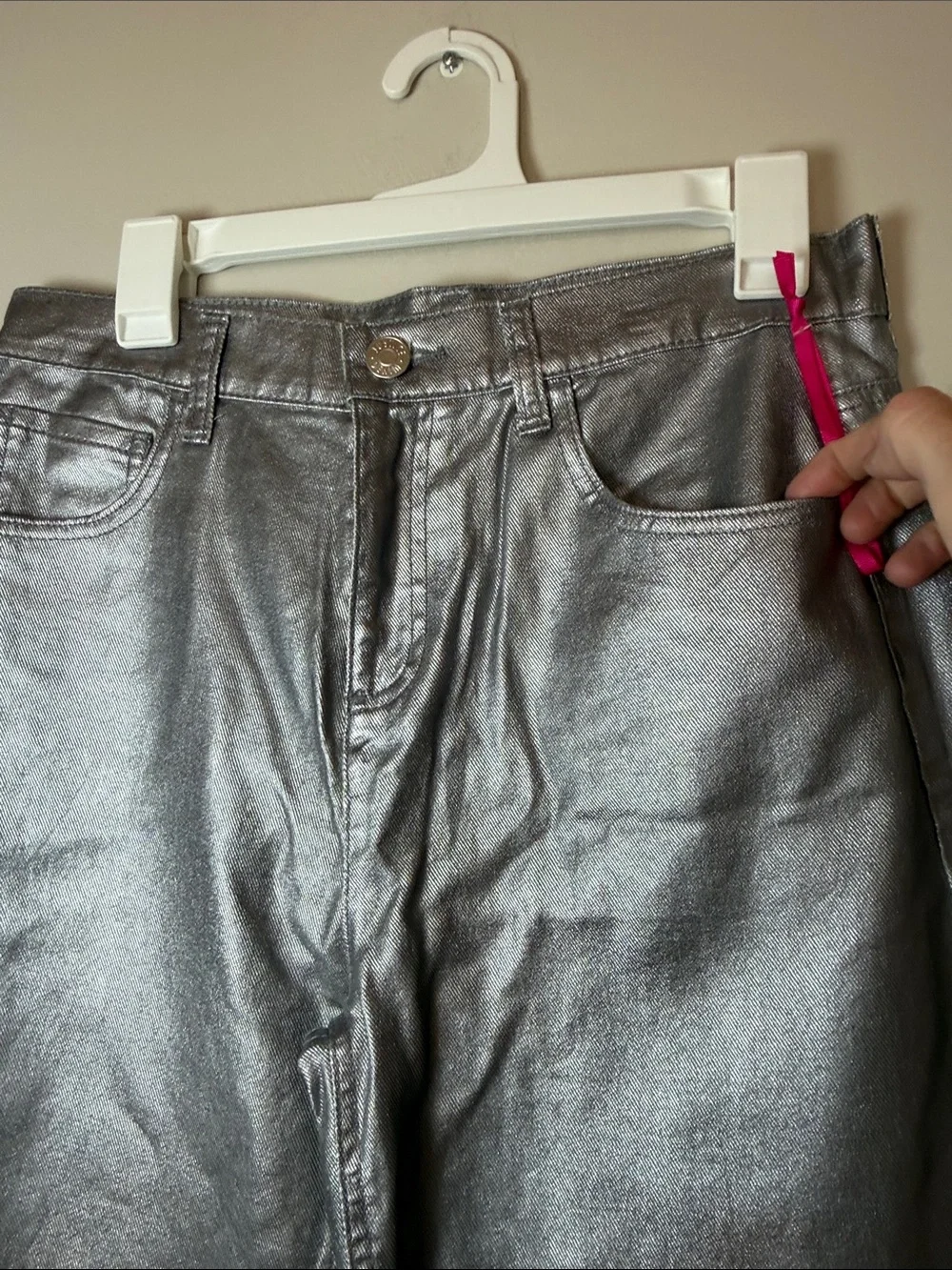 Justice NWT Girls Gray Metallic Wide-Leg Jeans. Size 18